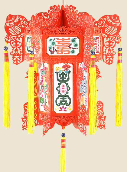 “福壽雙全”紙雕宮燈